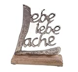 formano Schriftzug Lache Liebe Lebe aus Aluminium/Mango Holz Deko...