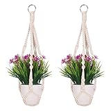 2 Pack Macrame Plant Hangers, Cotton Rope Woven Indoor Outdoor hanging...