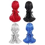 MAGICLULU 4 Stück Seidiger Long Tail Durag Turban Wrap mit Elastischem...