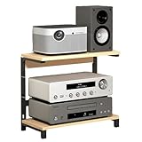 HiFi Regal Stereo-Audio-Medienschrank mit 2 Ebenen, Holz & Stahl Audioturm,...