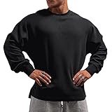 Muscle Alive Herren Basic Langarmshirts Waffel Sweatshirt Lockere...