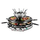 ProfiCook Raclette Fondue Kombination für 8 Personen, 2in1 elektrischer...