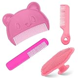 4er-Pack Babybürste,Sanfter Milchschorf Kamm,mit Weichen Zähnchen Baby...