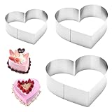 3 Stück Herzbackform, Backform Herz Set 10/15 /20 cm Tortenring Kuchenform...