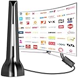 DVB-T/DVB-T2-Antenne, Zimmerantenne mit 420 km Empfangsbereich, 360°...