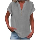 Damen T-Shirt Baumwolle,Frauen Tunika Top Bluse 2025 Casual Aus...