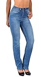ESRA Damen Straight Fit Jeans Hose Damen Jeanshose gerader Schnitt bis...