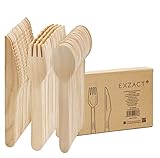 EXZACT Holz-Einwegbesteck 150 Stück, Recycelbar und Umweltfreundlich –...