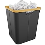 Vireon Papierkorb Büro aus Bambus - Mülleimer Büro aus Oxford-Stoff -...