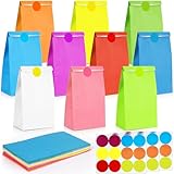 30 Stück Bunte Geschenktüten mit 36 Aufkleber, Papiertüten Klein Bunt...