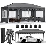 Pavillon 3x6 Faltpavillon mit 4 Seitenteilen, Wasserdicht Partyzelt 420D...