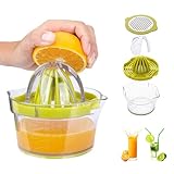 Manueller Multifunktions-Entsafter für Zitrusfrüchte, 4-in-1-Entsafter...
