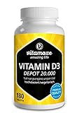 Vitamin D3 hochdosiert 20000 IE pro Tablette (20-Tage Dosis), 180...