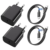 USB C Ladegerät,2er-Pack 25W Schnellladegerät Netzteil mit 2er-Pack 2M...