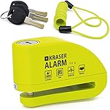 KRASER KR6Y Bremsscheibenschloss mit Alarm 110 dB, Verstärkt, 3 Schlüssel...