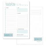 paper&you® A5 Tagesplaner Block [Mint] 50 Blatt | Daily Planner mit...