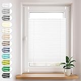 Sonello Plissee Klemmfix ohne Bohren 80cm x 100cm Weiß Faltrollo...