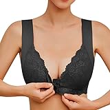 Damen Soft Spitzen BH ohne Bügel Vorderverschluss Gepolstert Bralette...