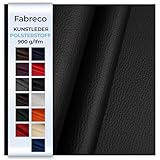 Fabreco - KUNSTLEDER Schwarz Meterware (1M x 140cm) – Lederimitat in...