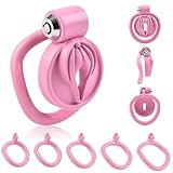 Crysore One Touch Keuschheitskäfig Herren mit 5 Penisringe Sissy Cock Cage...