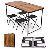 meteor Campingtisch-Set klappbar und höhenverstellbar – Aluminium...