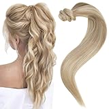 Easyouth Zopf Echthaar Extensions Blond Pferdeschwanz Extensions Echthaar...
