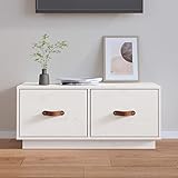 YUOTYRKTEJRSG TV-Schrank Weiß 80x34x35 cm Massivholz Kiefer Fernsehertisch...