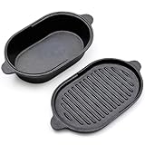 Warmiehomy 2in1 Gusseisen Topf Dutch Oven 2L - Oval 23cm Gusseisen Topf...