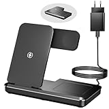 Eddibox 3 In 1 Ladestation für Apple Watch und iPhone, Faltbar 15W...