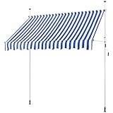 Yaheetech Klemmmarkise 250cm Breit, Balkonmarkise mit Handkurbel ohne...