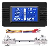 DC Batterie Monitor Power Meter Amperemeter Digitale DC 0-200V Shunt 100A...