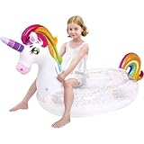 JOYIN Wasser Pool Luftmatratze Kinder, Aufblasbare Einhorn Pool Floß mit...