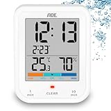 ADE Digitale Badezimmeruhr mit Hygrometer und Thermometer | wasserdicht...