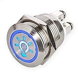 LED Drucktaster – Licht-Symbol – Ø 19 mm – flache Tastfläche –...