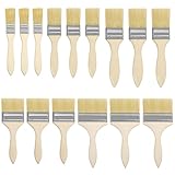 Flachpinsel Set, 15 Stück Pinselset Malerpinsel Set mit Holzgriff, Pinsel...