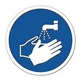 Aufkleber Hände waschen/desinfizieren Ø 10 cm ISO 7010 M011 Sticker -...