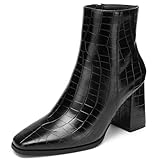 NEWBELLA Minimalistische Stiefeletten für Damen, quadratischer...