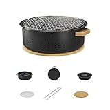 Tragbarer Holzkohlegrill, Mini-Multifunktions-Rundgrill für Innen- und...