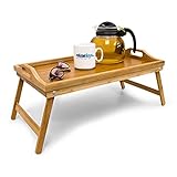 Relaxdays Betttablett klappbar, Essenstablett mit Füßen, Frühstück im...