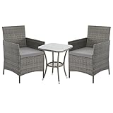 SVITA Brooklyn Bistro Gartenmöbelset 3-teilig Rattan Outdoor Gartenlounge...
