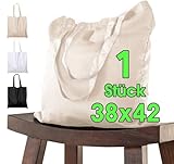 Baumwolltasche 38x42 cm 1 Stück unbedruckt, zwei lange Henkel OEKO-TEX®...