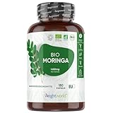 Bio Moringa - 1650mg Moringa Oleifera Pulver - 180 vegane Kapseln für 2...