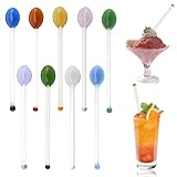 JEPELUS 9 bunte Glaslöffel, 14 cm, Teelöffel, Kaffee-Rührlöffel,...