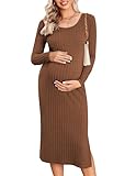 Ekouaer Umstandskleid Damen Langarm Stillen Kleid Elegant Umstandsmode...