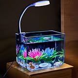 Niwugady Aquarium-Tank mit Klemmlicht, Mini Aquarium Starter Set für...