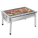 SunJas Picknickgrill Edelstahl Holzkohlegrill Kleiner Grill Portable...