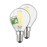 BRILONER - EEK A 2er Set Filament LED Lampe E14 Tropfen, warmweißes Licht,...