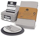 mon Bijou® Stoffservietten Grau 12er Set – GOTS Bio-Baumwolle –...