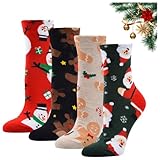 Scinzene 4 Paar Unisex Weihnachtssocken, Weihnachts Socken,...