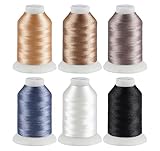 ilauke 6 Farben Polyester Maschinen Stickgarn, 500M(550Y)...